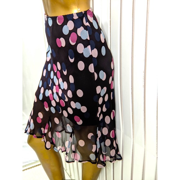 Tessuto Multicolor Pencil Skirt Midi 100% Silk Stretch Ruffle Hem Womens Size M - Picture 2 of 9